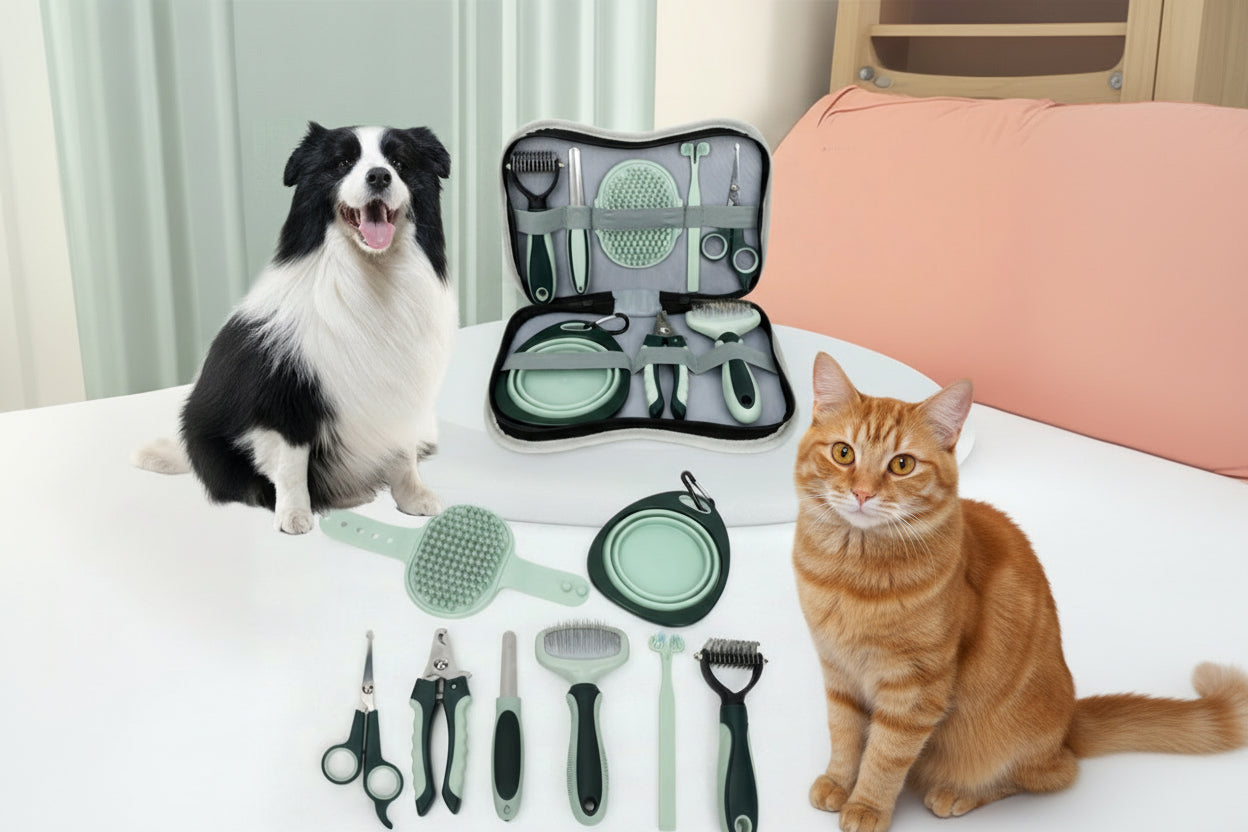 Professionelles Hunde Pflege Set – Leise Fellschneider & Nagelpflege (8-teilig)